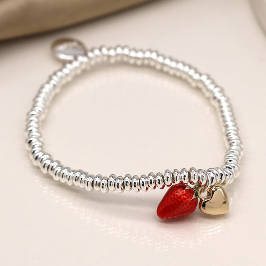 4355 - Silver Plated Strawberry & Heart Bracelet