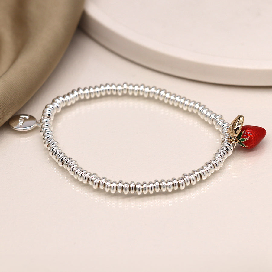 4355 - Silver Plated Strawberry & Heart Bracelet
