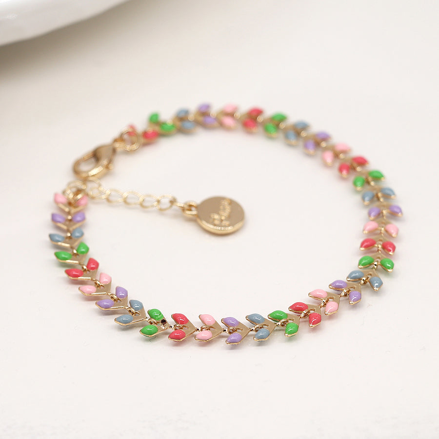 4372 - Golden & Pastel Droplet Bracelet