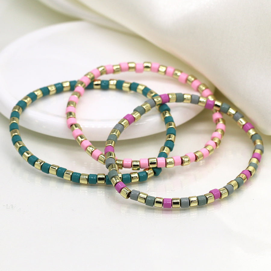 4388 - Gold, Pink & Blue Mix Bracelets