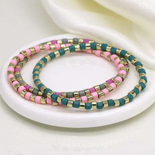 4388 - Gold, Pink & Blue Mix Bracelets