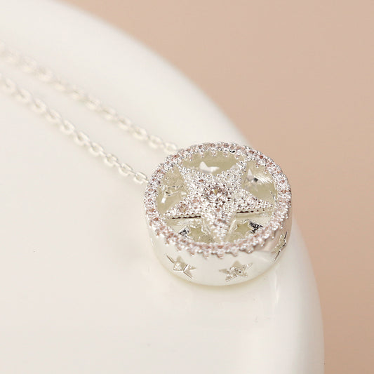 4471 - Silver Plated Star in Circle Necklace