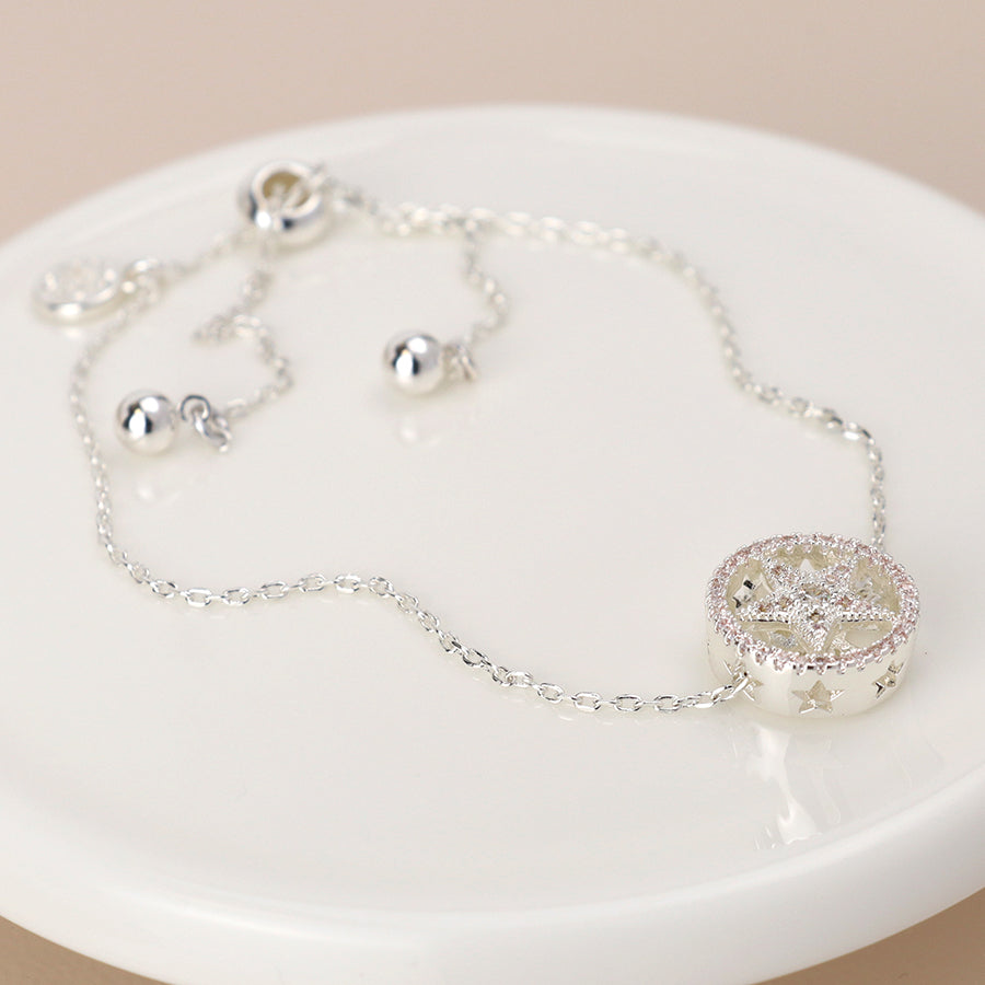 4472 - Silver Plated Star in Circle Bracelet