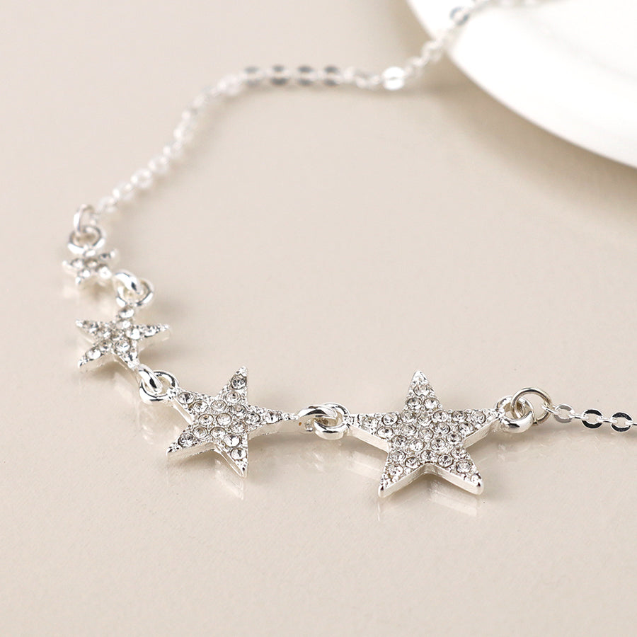 4610 - Silver Plated Crystal Star Necklace