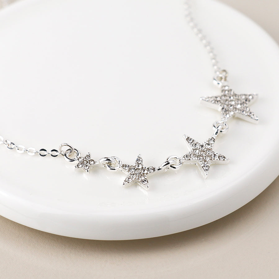 4610 - Silver Plated Crystal Star Necklace