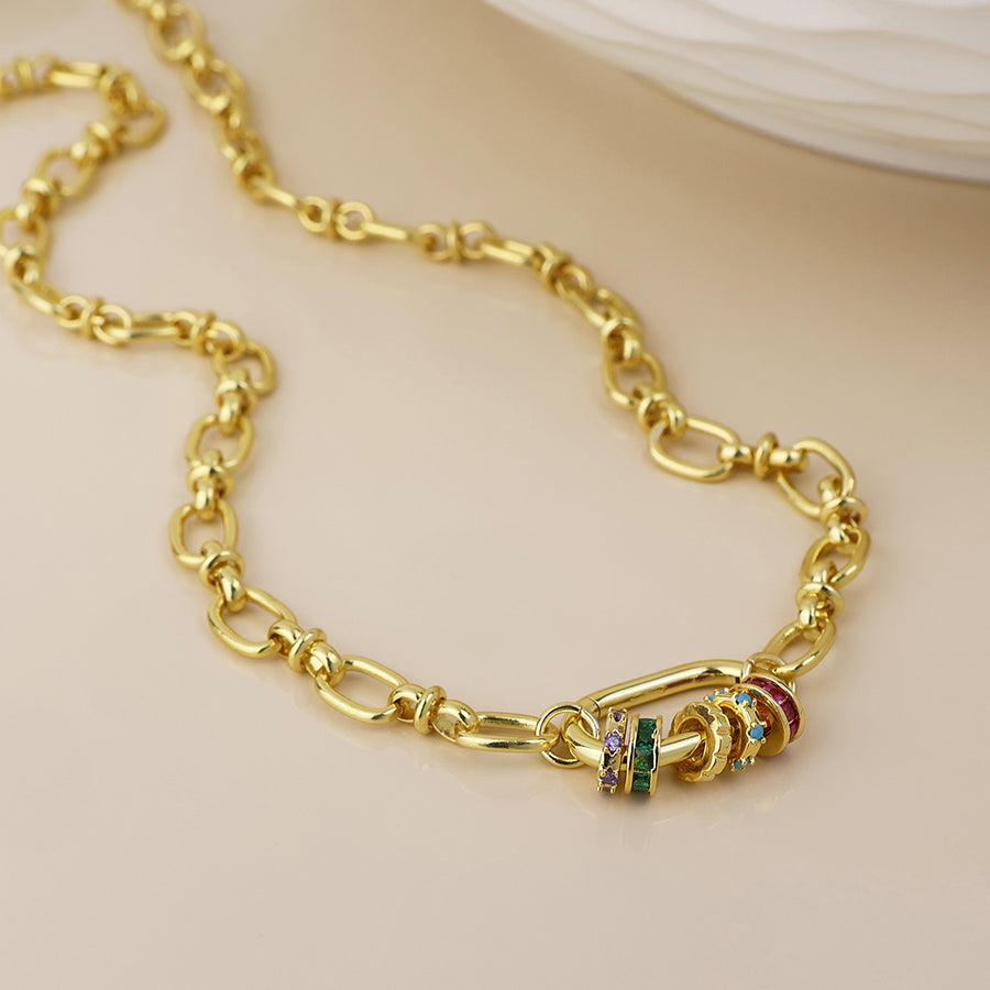 (956) Chroma, Gold & Crystal Necklace