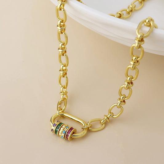 (956) Chroma, Gold & Crystal Necklace