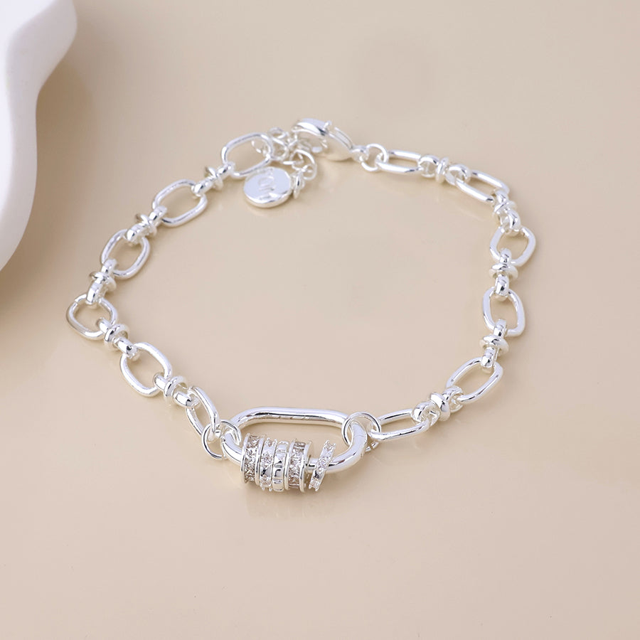 (957) Chroma, Silver & Crystal Link Bracelet