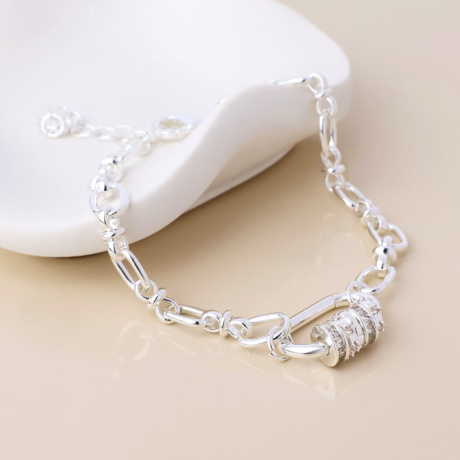 (957) Chroma, Silver & Crystal Link Bracelet