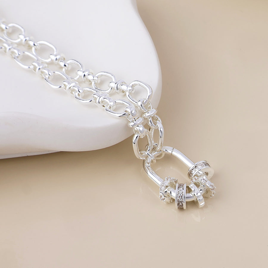 (958) Chroma, Silver & Crystal Necklace