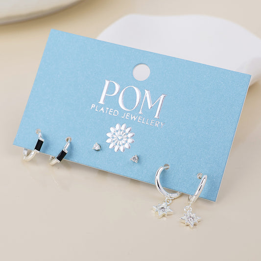 (962) Ella, Triple Silver Set, Earrings