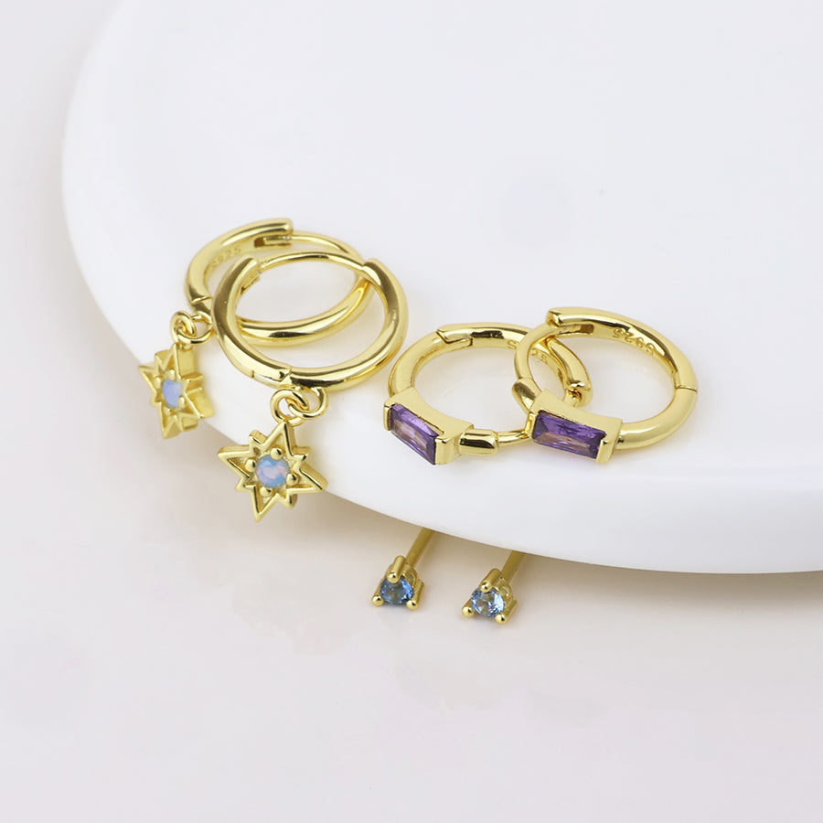(963) Ella, Triple Crystal Set, Earrings