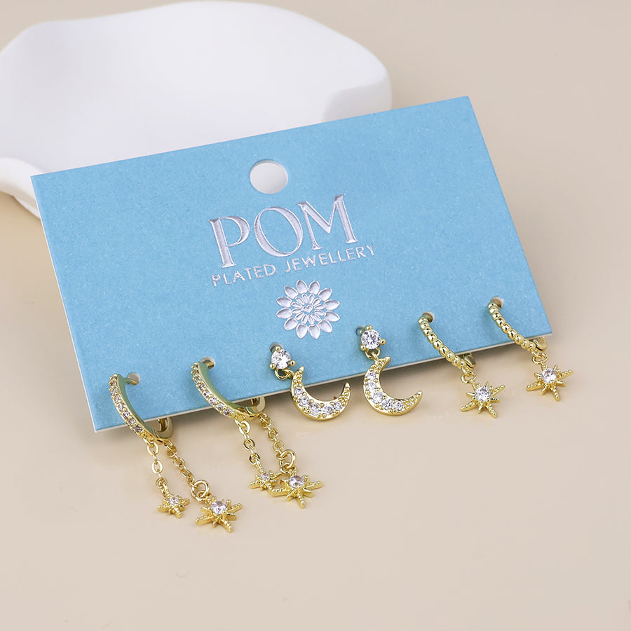 (964) Doris, Triple Gold Celestial Set, Earrings