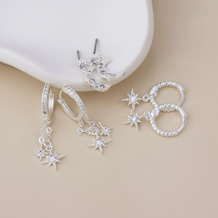 (965) Doris, Triple Silver Celestial Set, Earrings