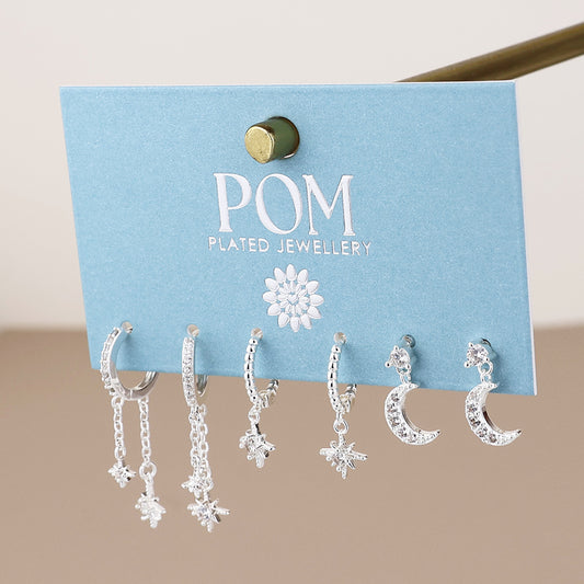 (965) Doris, Triple Silver Celestial Set, Earrings