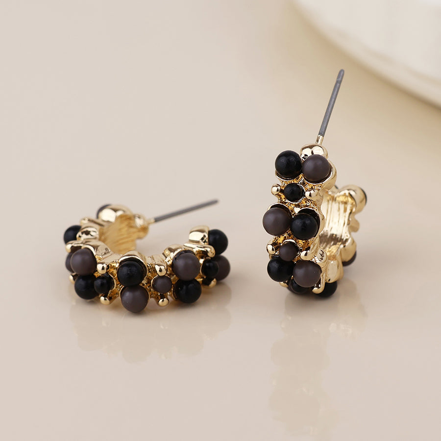 (003) Clara, Black Cluster Earrings