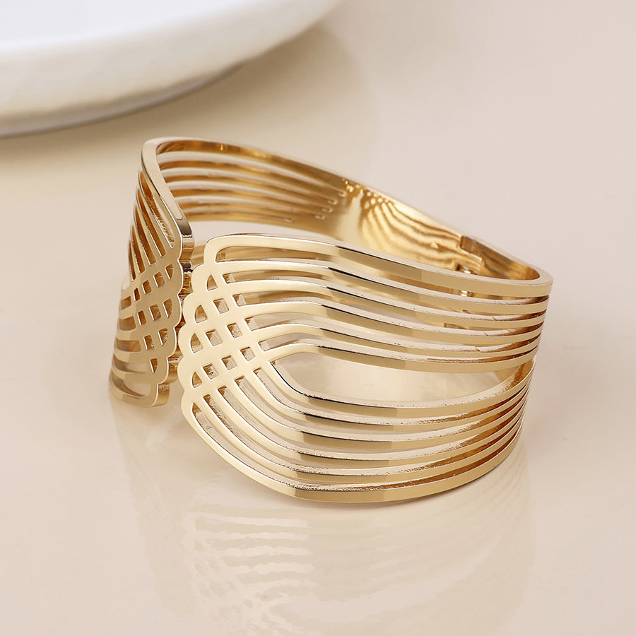 (028) Deco, Gold Cuff Bangle