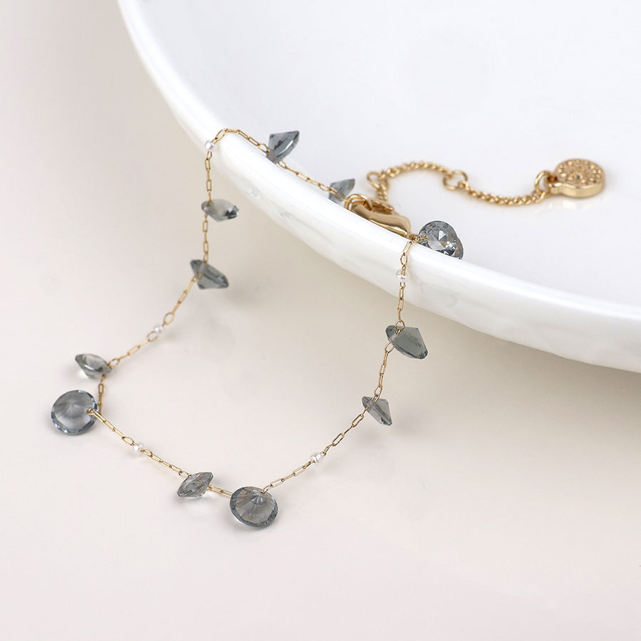 (096) Lyra, Smoky Crystal Bracelet
