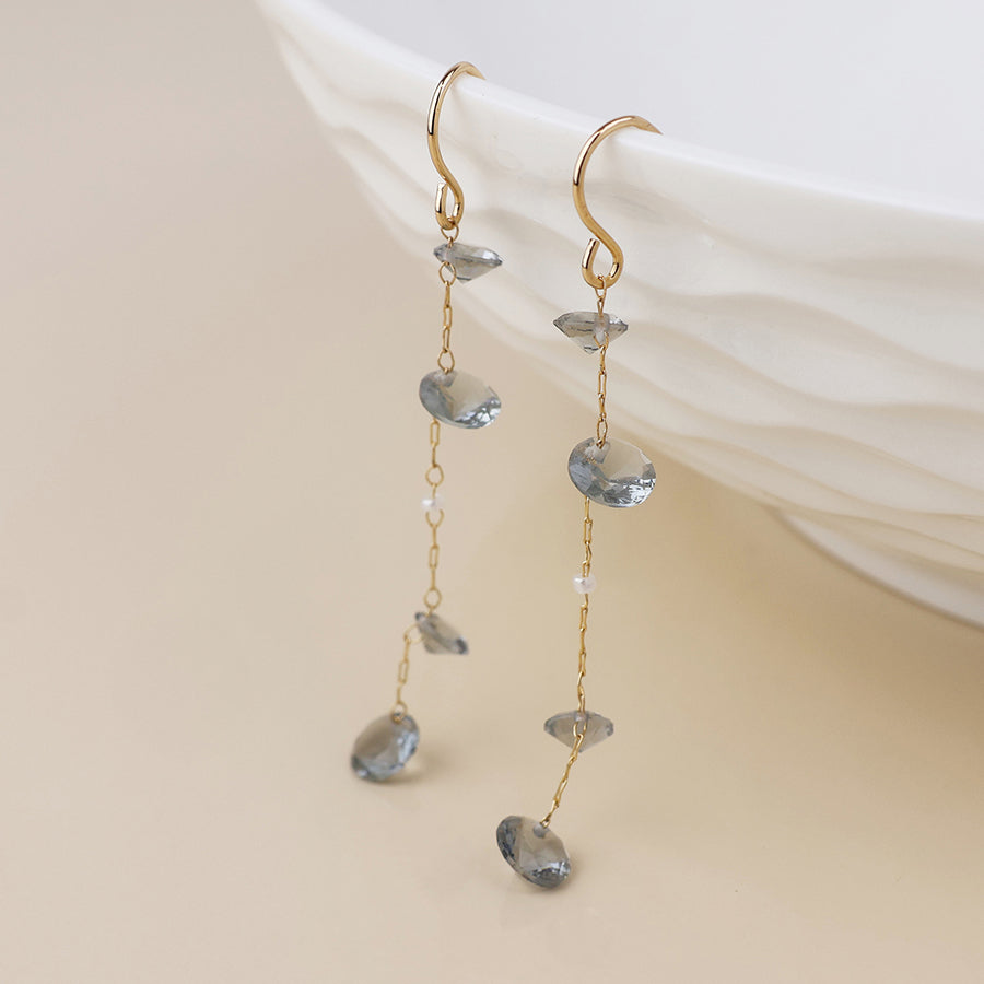 (097) Lyra, Smoky Crystal Drop Earrings