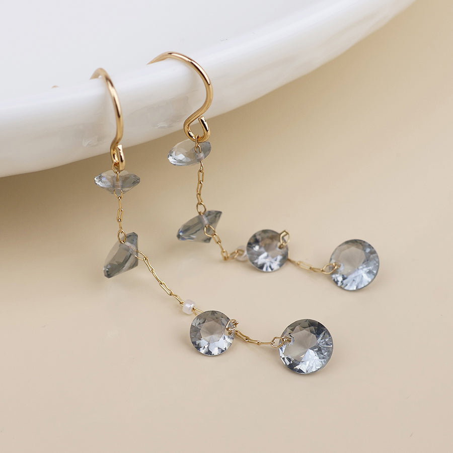 (097) Lyra, Smoky Crystal Drop Earrings