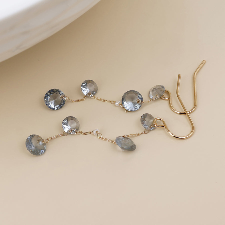 (097) Lyra, Smoky Crystal Drop Earrings