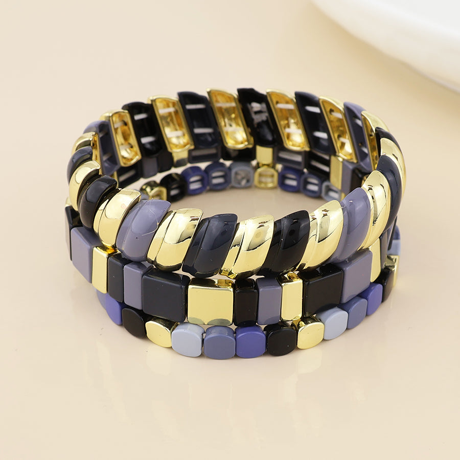 (160) Margo, Grey & Gold Triple Bracelet
