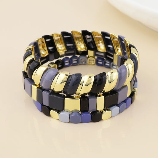 (160) Margo, Grey & Gold Triple Bracelet