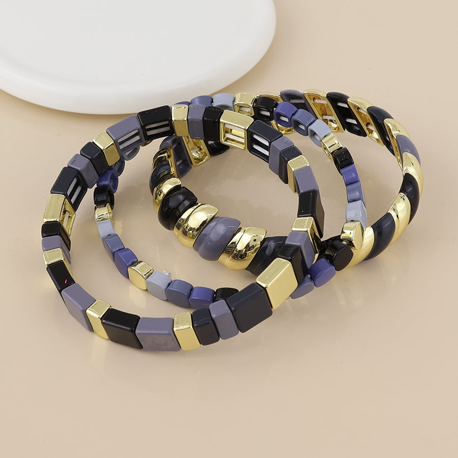 (160) Margo, Grey & Gold Triple Bracelet