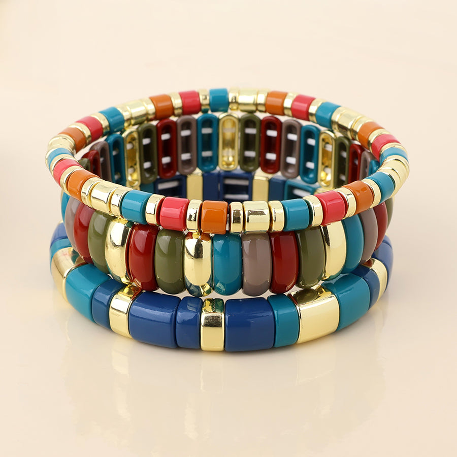 (162) Margo, Teal & Red Triple Bracelet