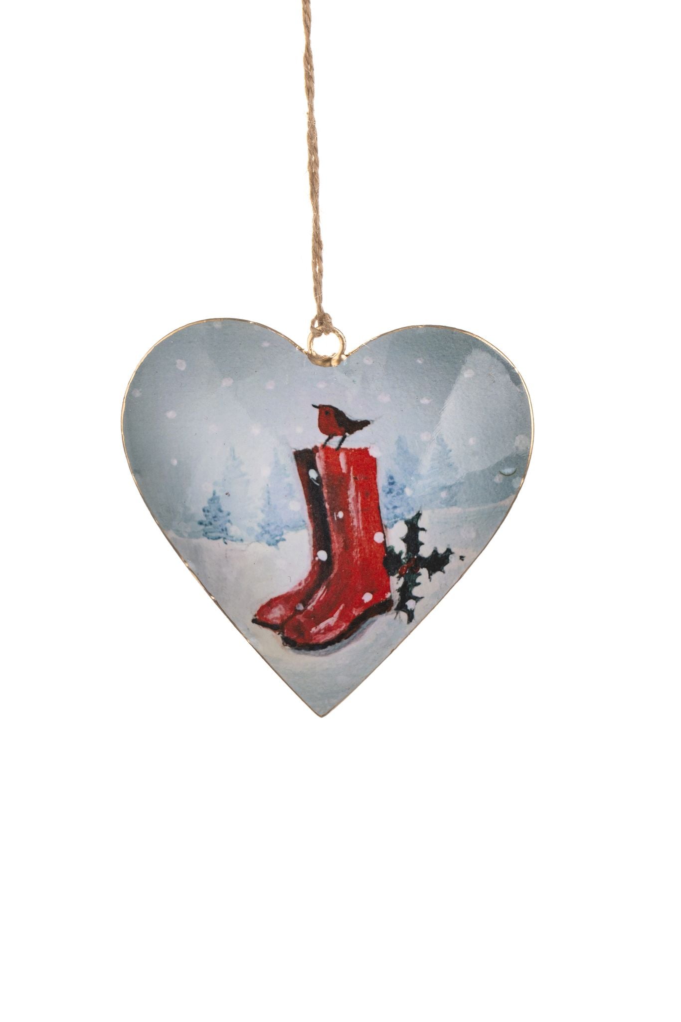 Christmas Heart - Snowy Red Wellies