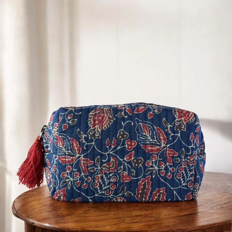 Cosmetic Bag - Dark Blue Foral