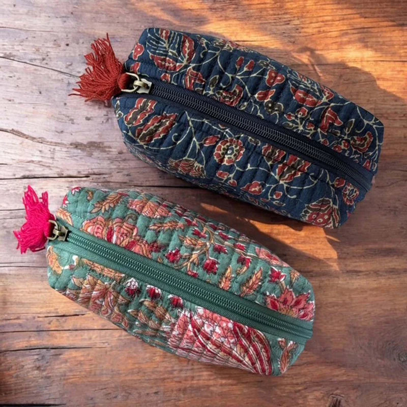 Cosmetic Bag - Dark Blue Foral