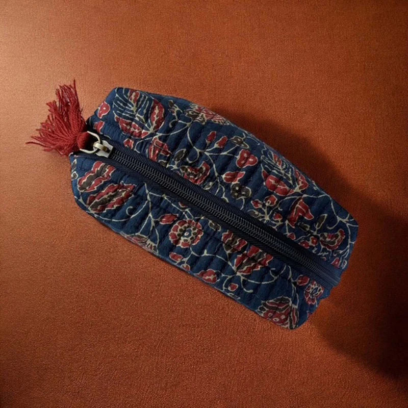 Cosmetic Bag - Dark Blue Foral