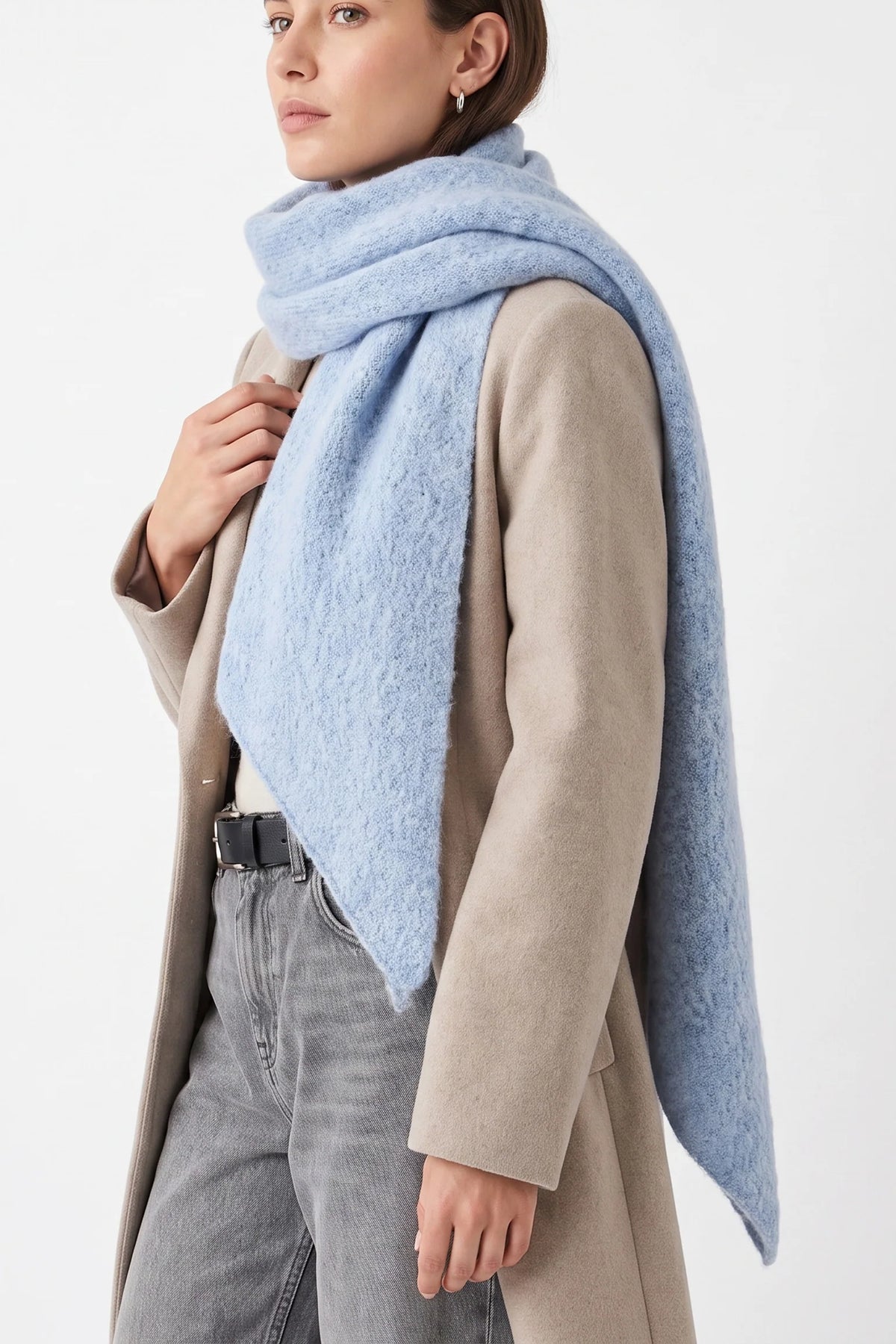 Ice Blue Asymmetric Heavyweight Scarf
