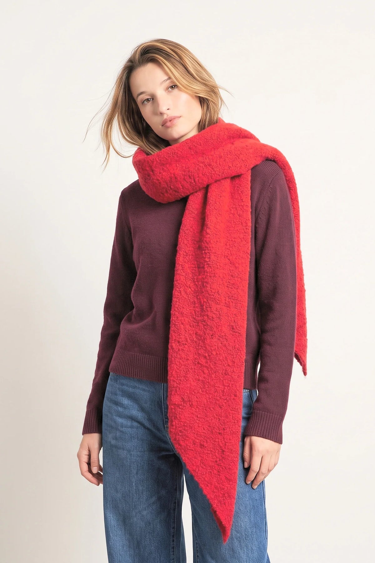 Scarlet Asymmetric Heavyweight Scarf