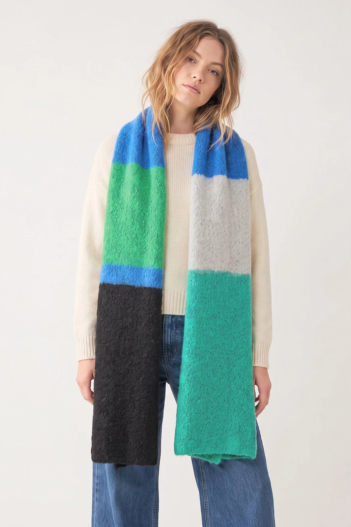 Blue/Green, Colour Block Heavyweight Scarf