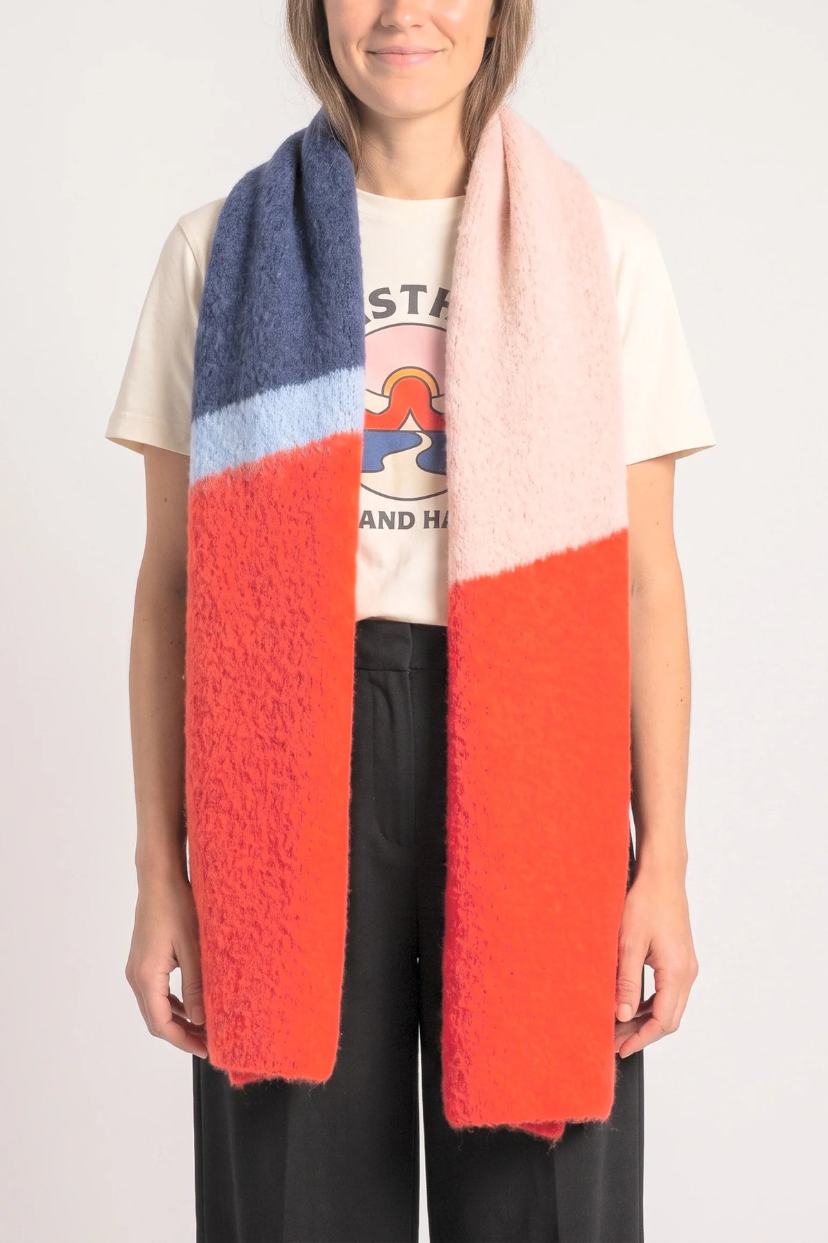 Red/Blue Colour Block Heavyweight Scarf