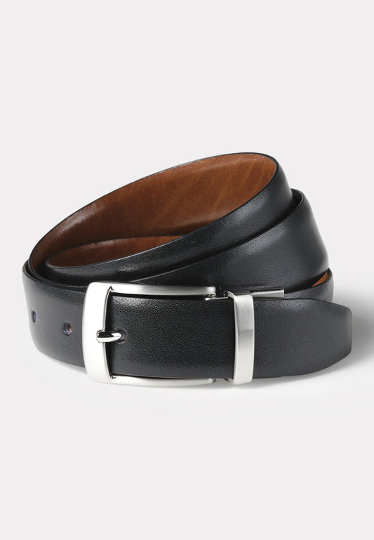 Truro Leather Black & Tan Reversible Belt