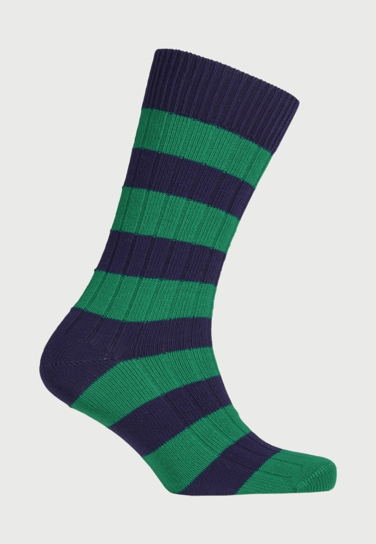 Striped Socks - Navy/Green