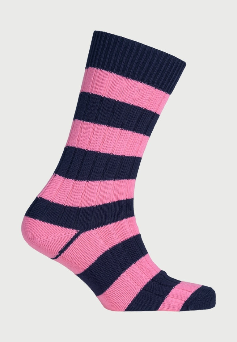 Striped Socks - Navy/Pink