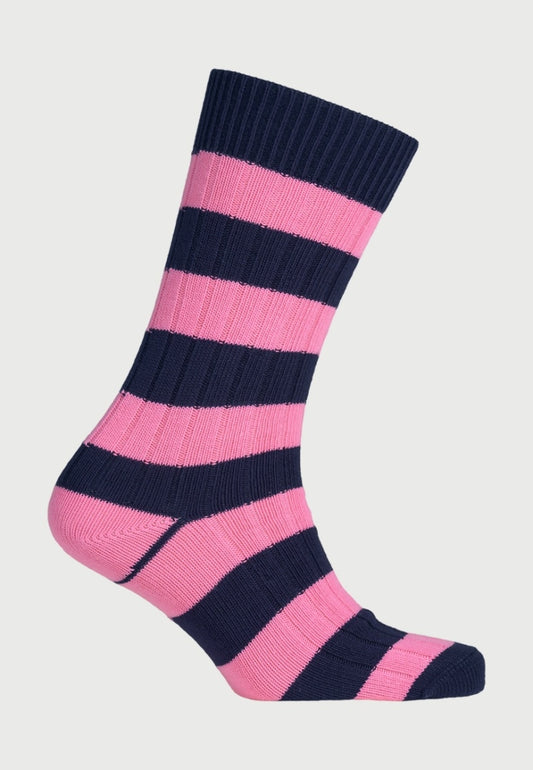 Striped Socks - Navy/Pink
