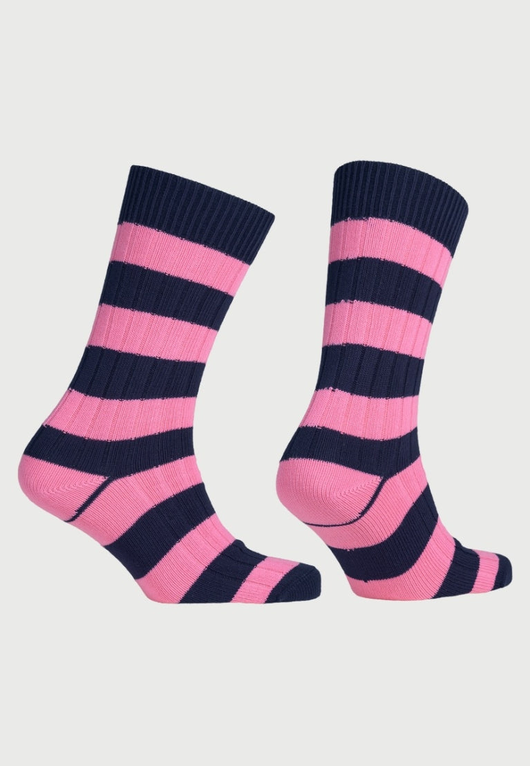 Striped Socks - Navy/Pink