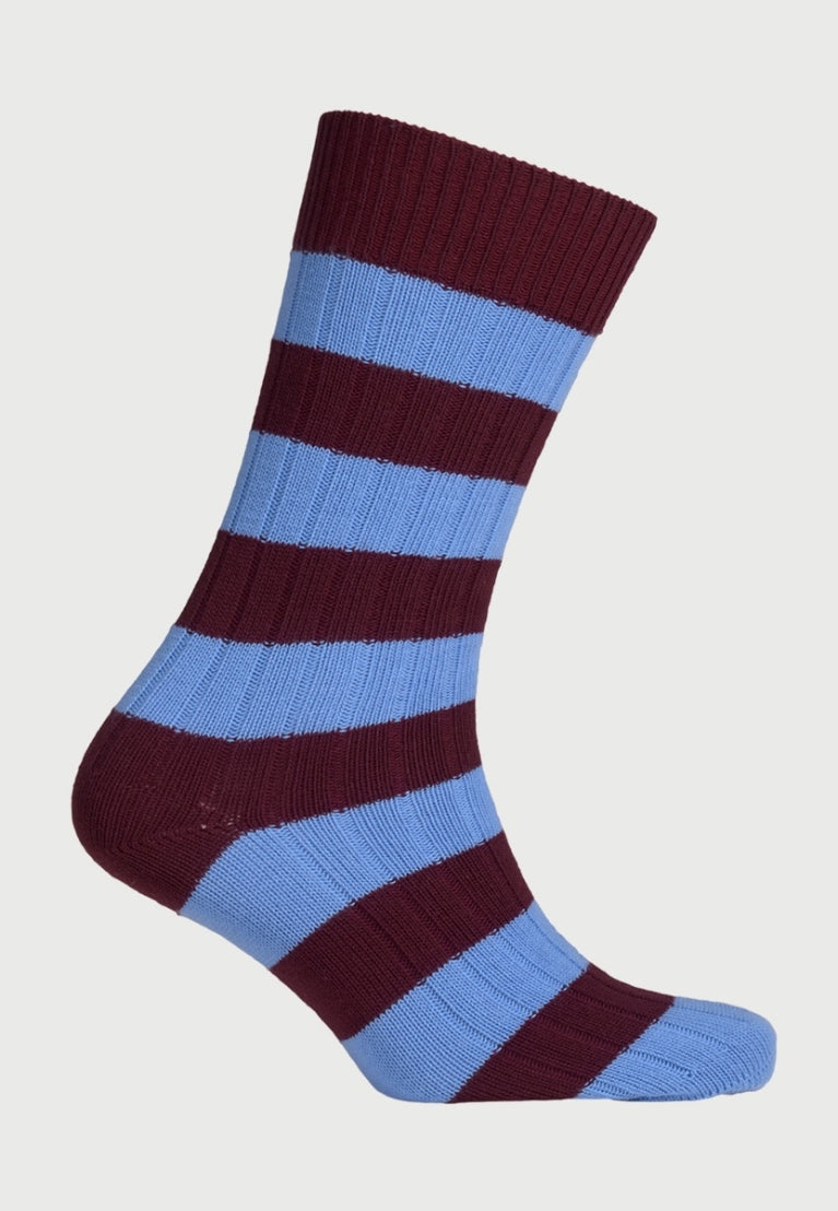 Striped Socks - Wine/Blue