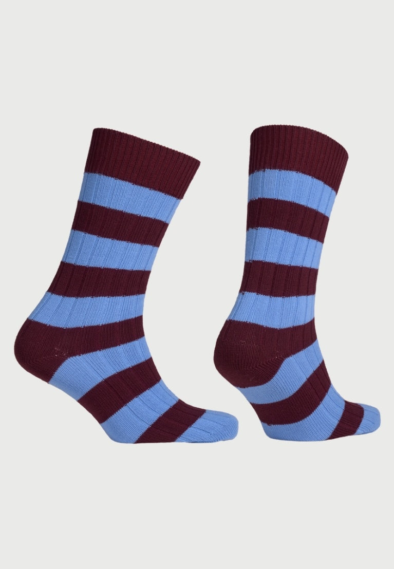 Striped Socks - Wine/Blue