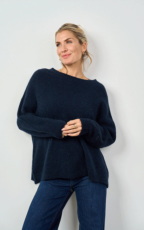 Bettina Long Alpaca Jumper, Navy