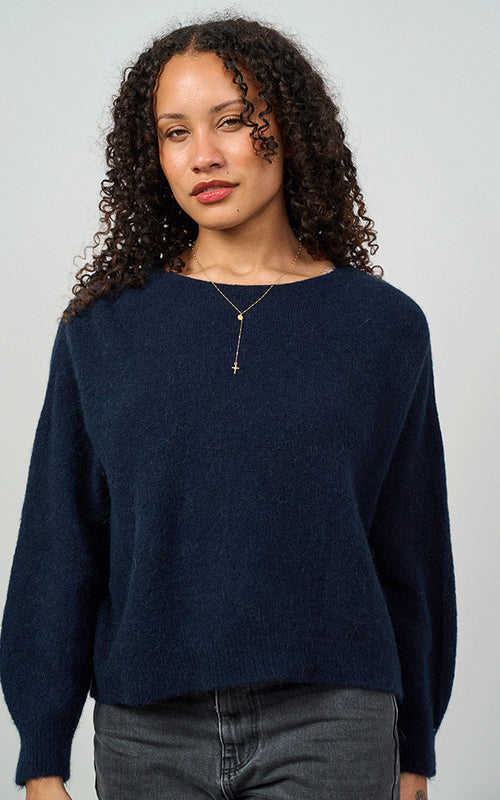 Bettina Short Alpaca Jumper, Navy