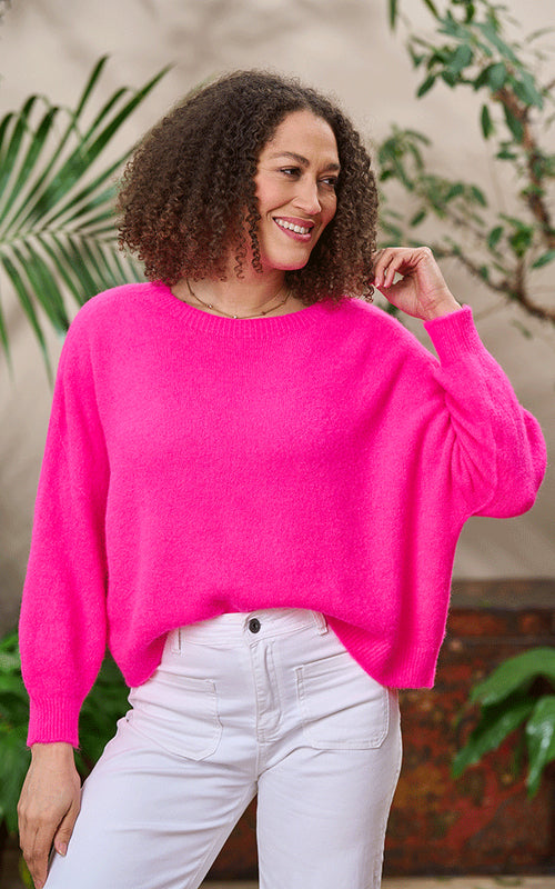 Bettina Short - Pink Fluorescent, Alpaca Jumper