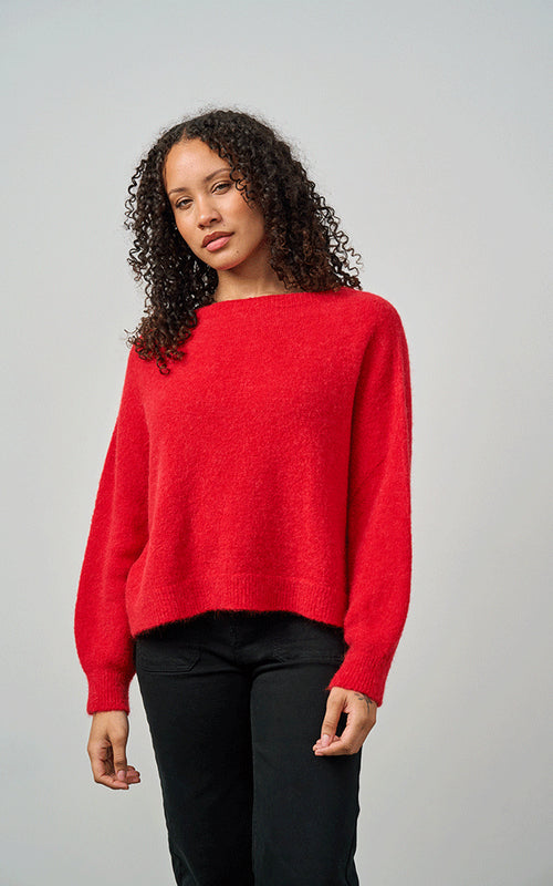 Bettina Short Alpaca Jumper, Red