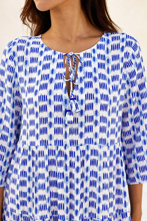 Emma Midi Dress - Blue/White