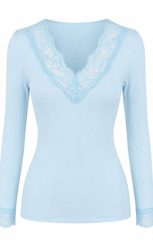 Sky, Lace V-Neck Base Layer